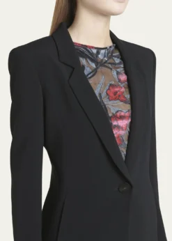 Giorgio ArmaniCady Blazer Jacket with Ruffle Underlay
