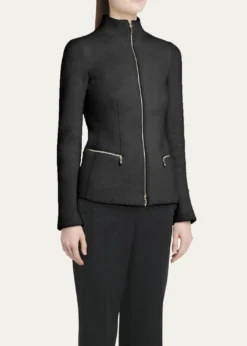 Giorgio ArmaniCashmere-Blend Zip-Front Knit Jacket