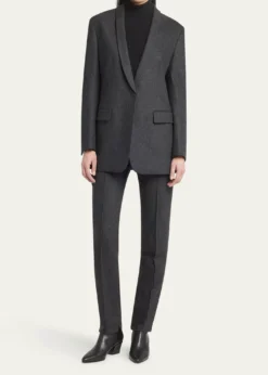 Giorgio ArmaniCashmere Flannel Slim-Leg Ankle Trousers