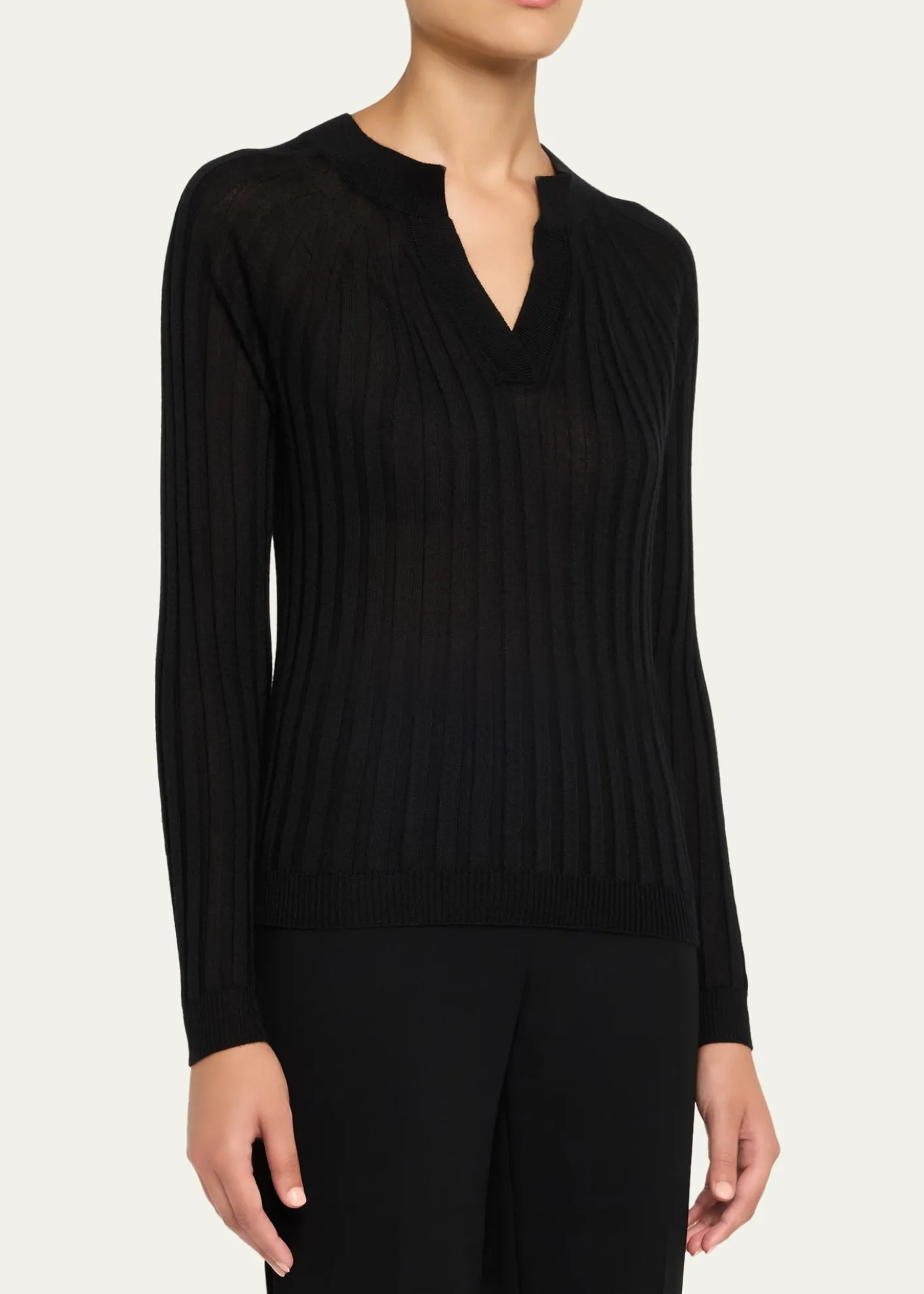 Giorgio ArmaniCashmere-Silk Rib Knit Sweater