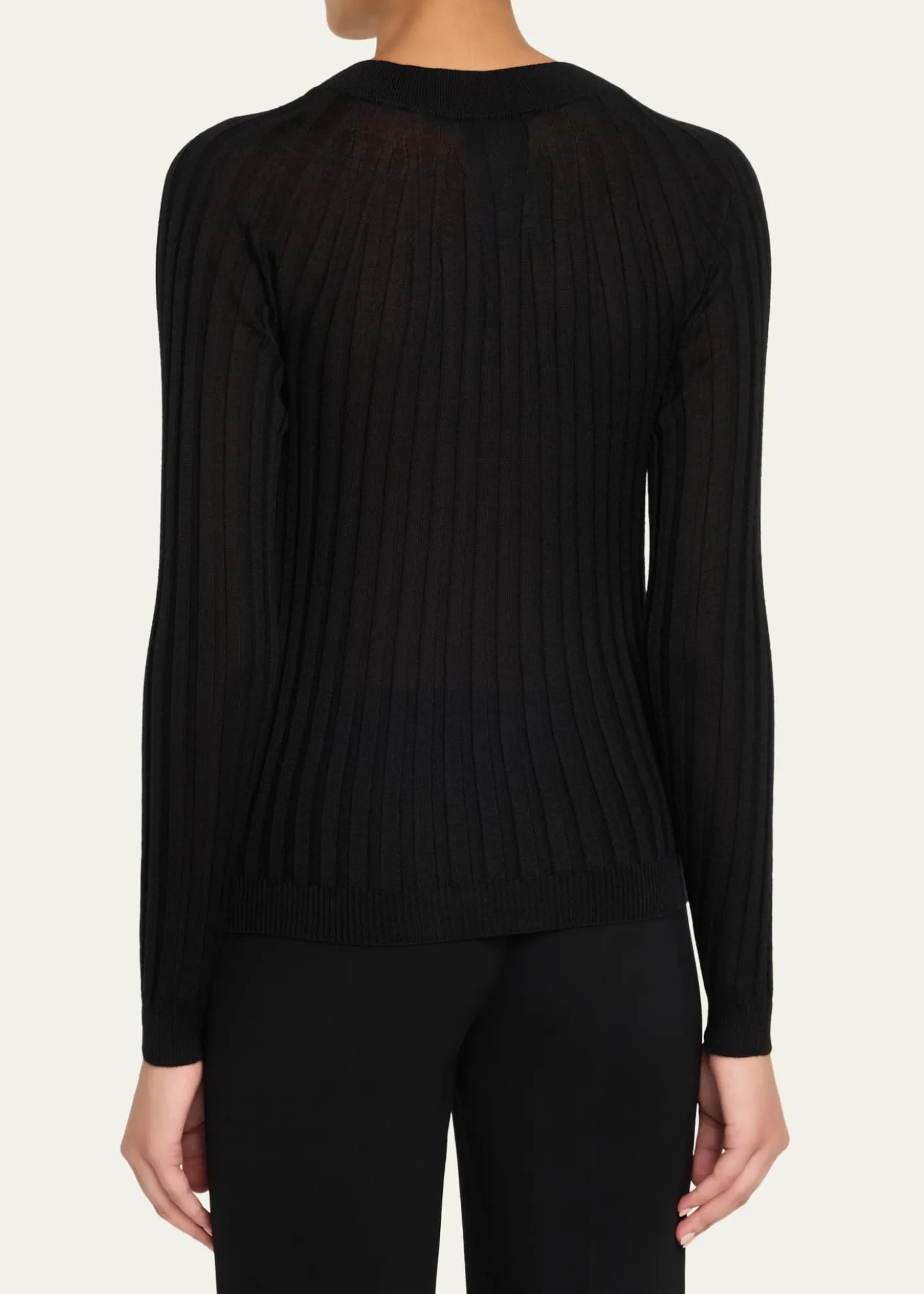 Giorgio ArmaniCashmere-Silk Rib Knit Sweater