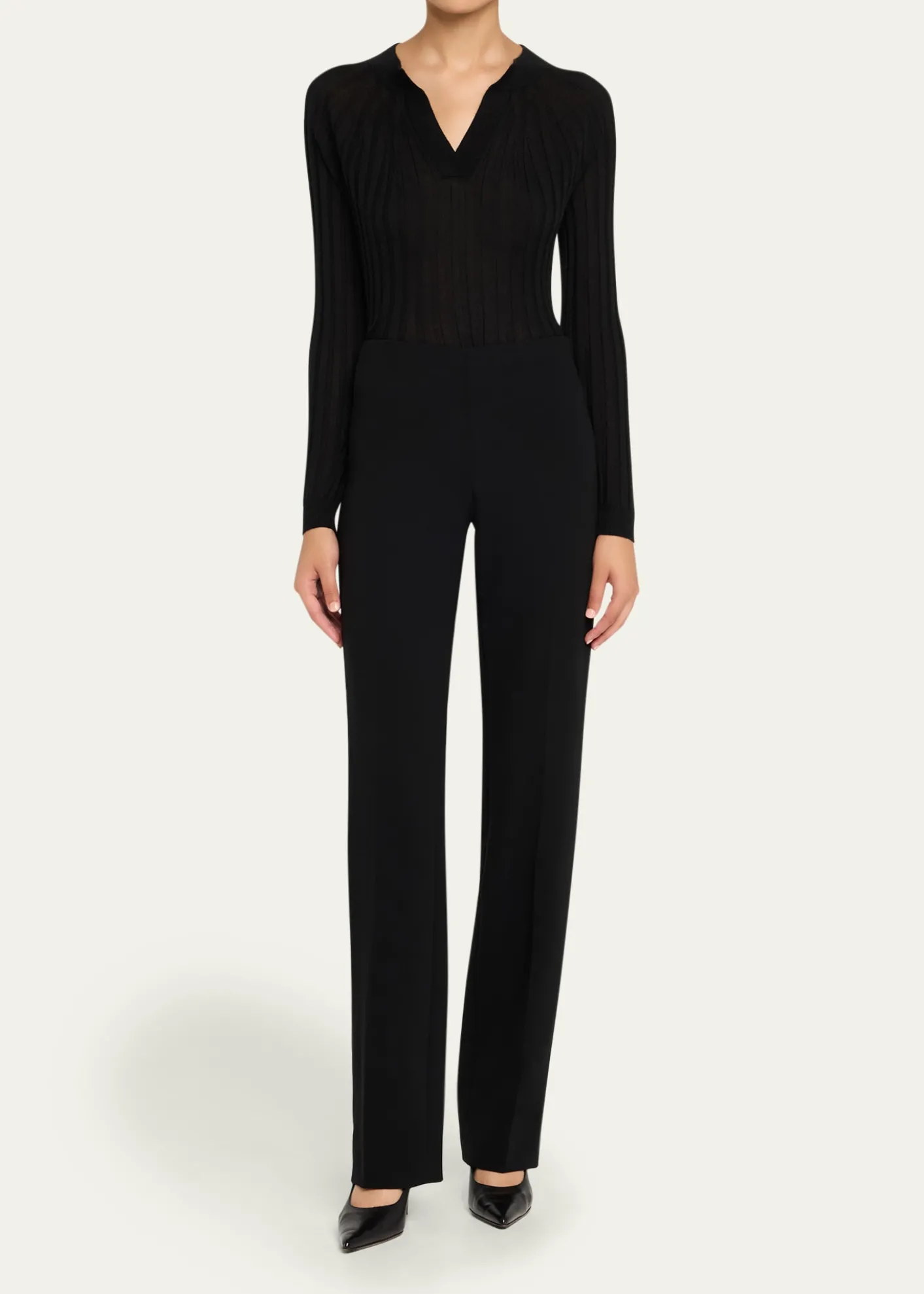 Giorgio ArmaniCashmere-Silk Rib Knit Sweater