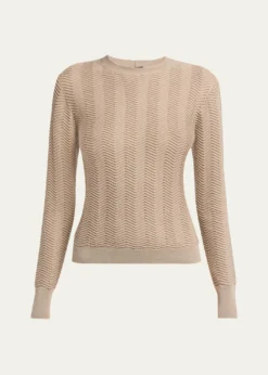 Giorgio ArmaniChevron Cashmere Knit Crewneck Sweater