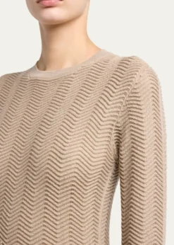 Giorgio ArmaniChevron Cashmere Knit Crewneck Sweater