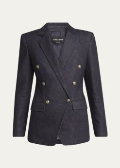 Giorgio ArmaniCotton-Cashmere Denim Double-Breasted Blazer