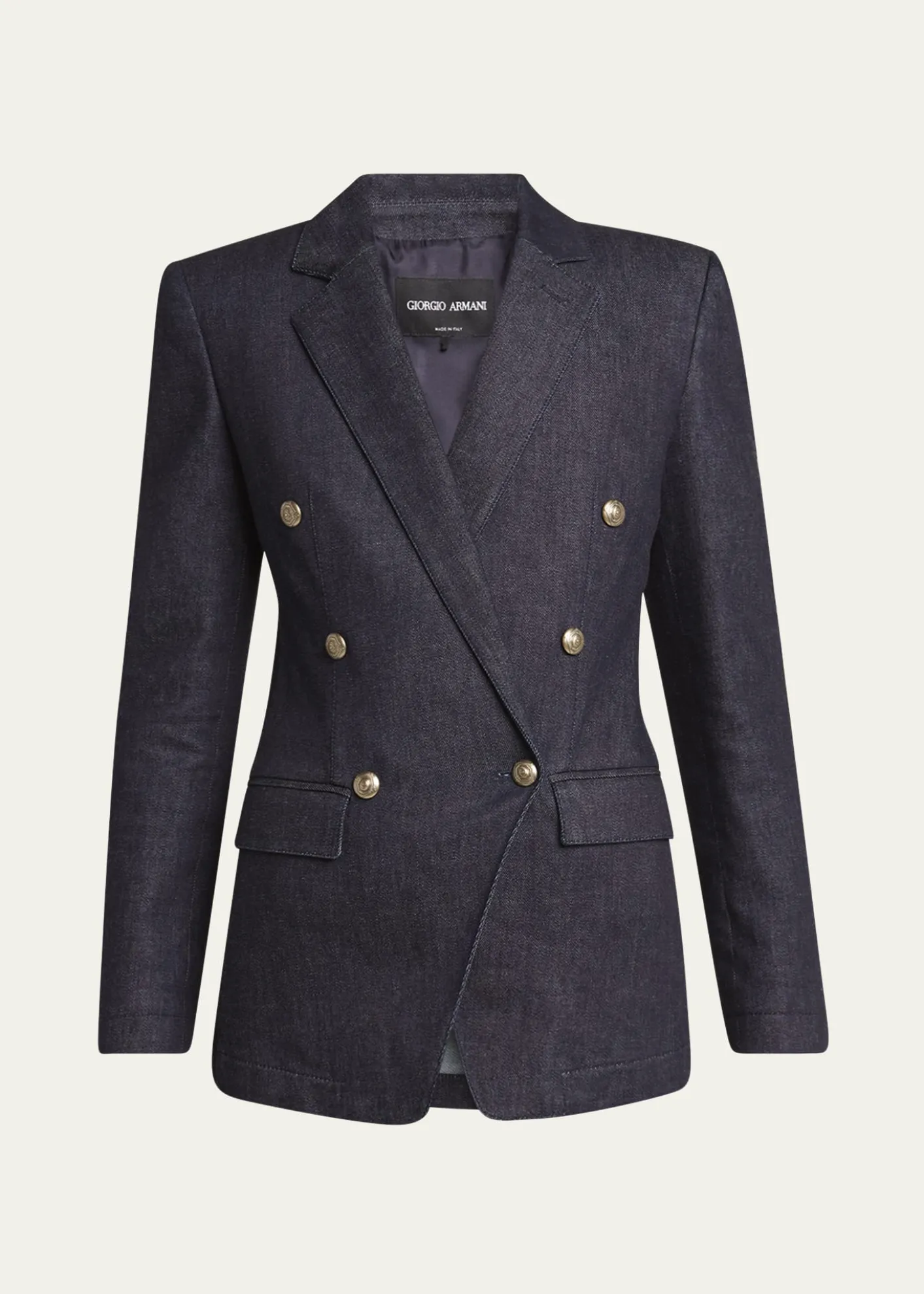 Giorgio ArmaniCotton-Cashmere Denim Double-Breasted Blazer