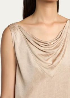Giorgio ArmaniCowl-Neck Metallic Jersey Top
