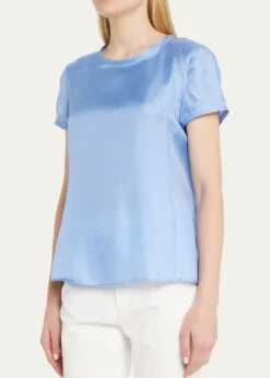 Giorgio ArmaniCrewneck Short-Sleeve Silk T-Shirt