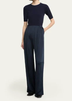 Giorgio ArmaniCrystal-Collar Cashmere Short-Sleeve Crop Sweater