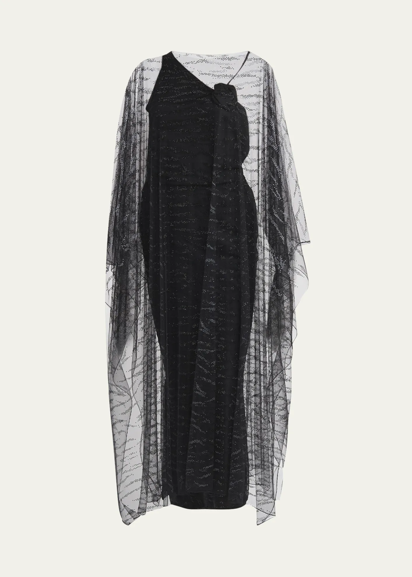Giorgio ArmaniCrystal Embellished Sheer Long Cape