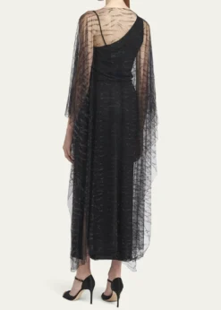 Giorgio ArmaniCrystal Embellished Sheer Long Cape