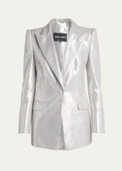 Giorgio ArmaniCrystal One-Button Silk Blazer