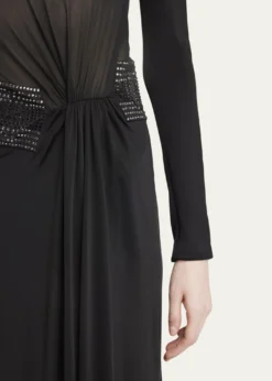 Giorgio ArmaniCrystal Sheer Midriff Jersey Gown