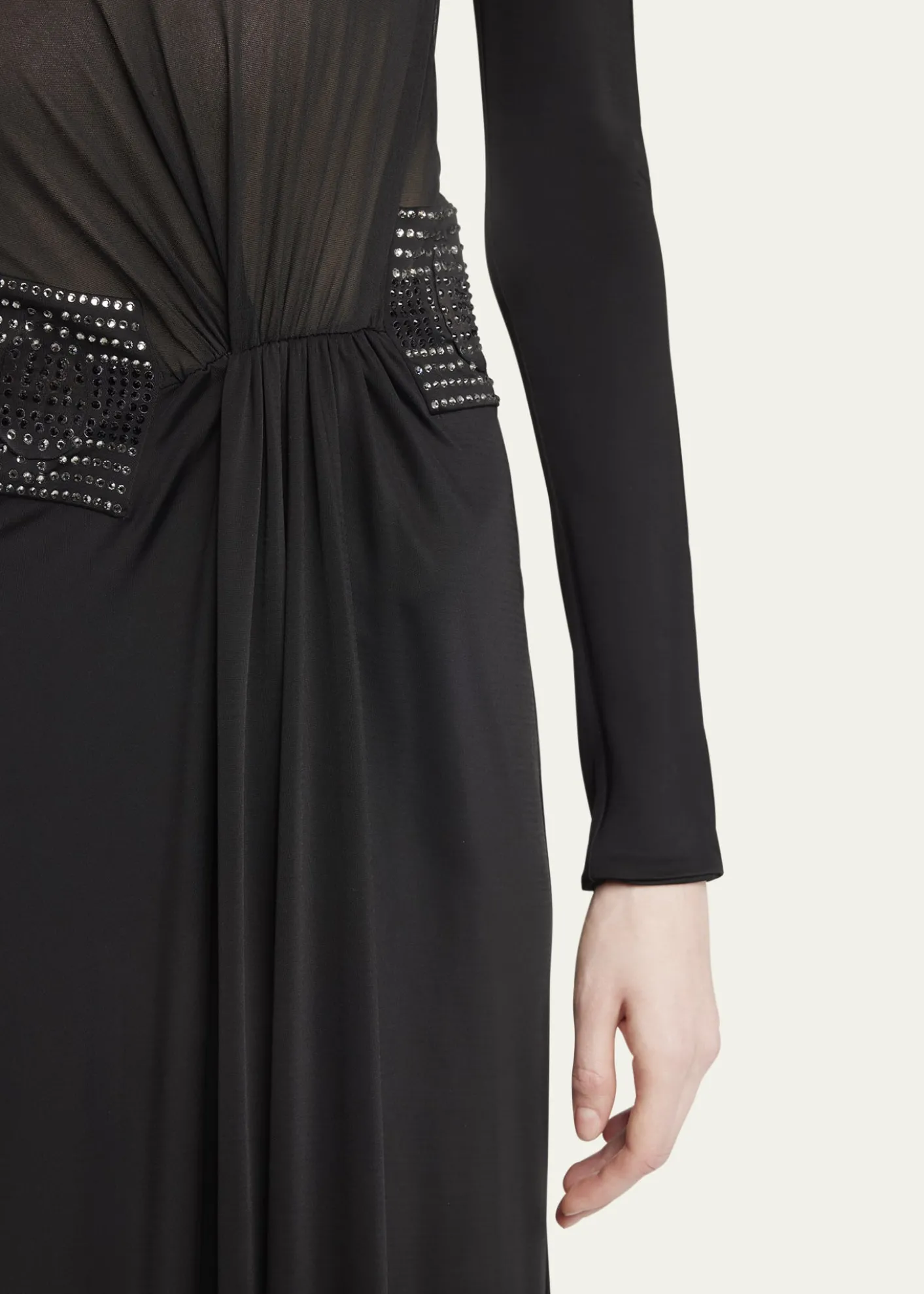 Giorgio ArmaniCrystal Sheer Midriff Jersey Gown