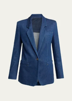 Giorgio ArmaniDenim Single-Breasted Blazer Jacket