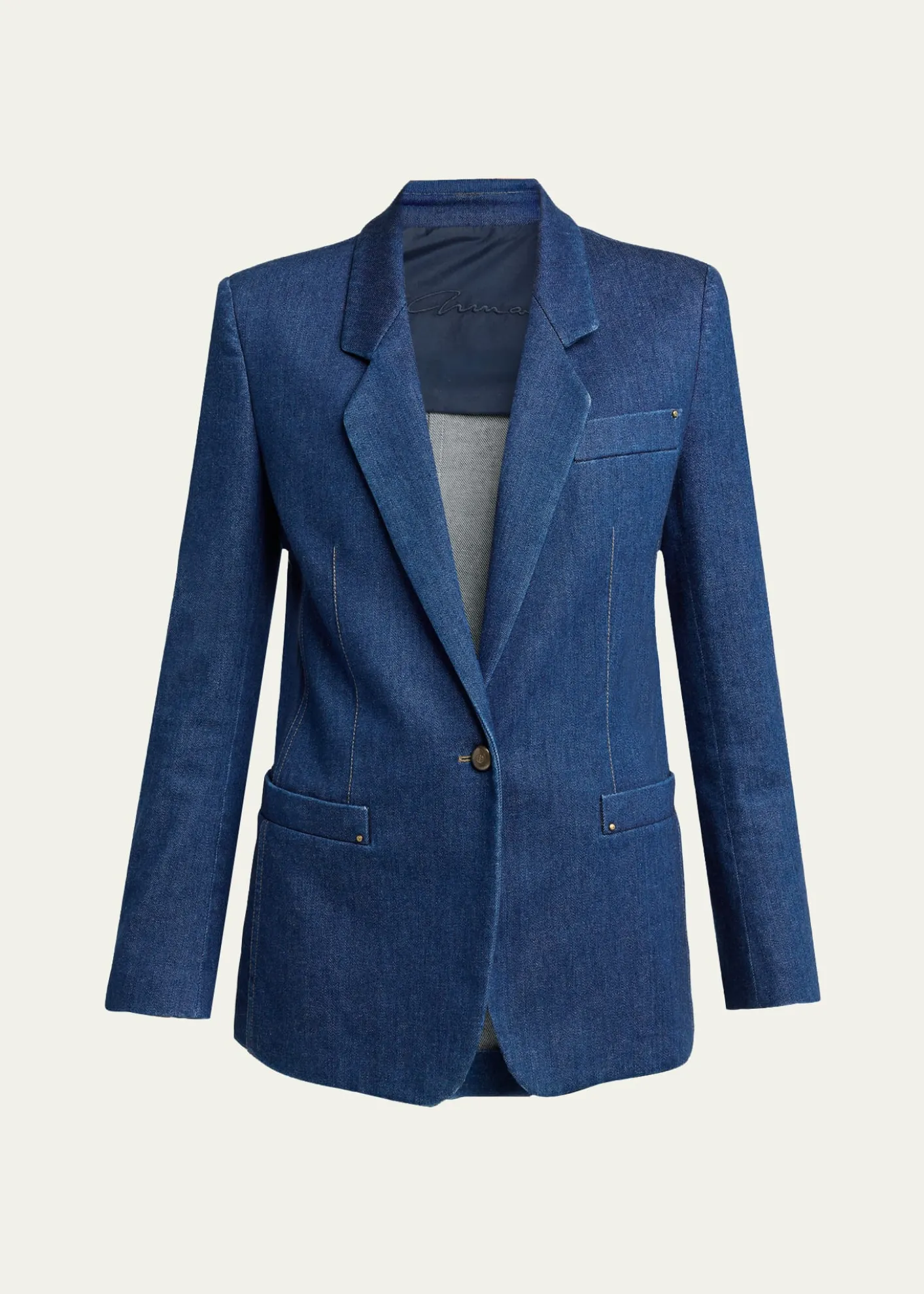 Giorgio ArmaniDenim Single-Breasted Blazer Jacket