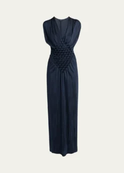 Giorgio ArmaniDiamond Pleat Sleeveless Maxi Dress