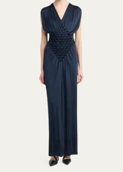 Giorgio ArmaniDiamond Pleat Sleeveless Maxi Dress