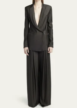 Giorgio ArmaniDouble Jersey Flowy Pleated Trousers