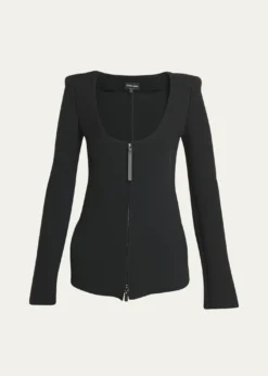 Giorgio ArmaniDouble-Jersey Virgin Wool Zip Jacket
