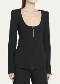 Giorgio ArmaniDouble-Jersey Virgin Wool Zip Jacket