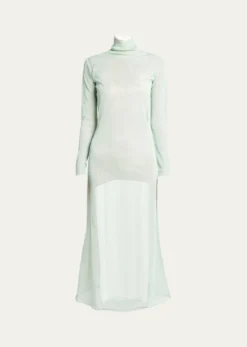 Giorgio ArmaniDouble-Layer Open-Back Lurex Jersey Midi Dress