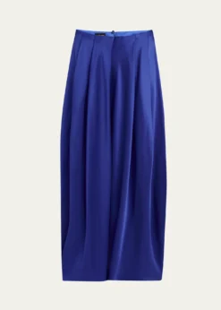 Giorgio ArmaniDouble Silk Satin Pleated Midi Skirt