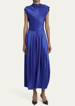 Giorgio ArmaniDouble Silk Satin Pleated Midi Skirt