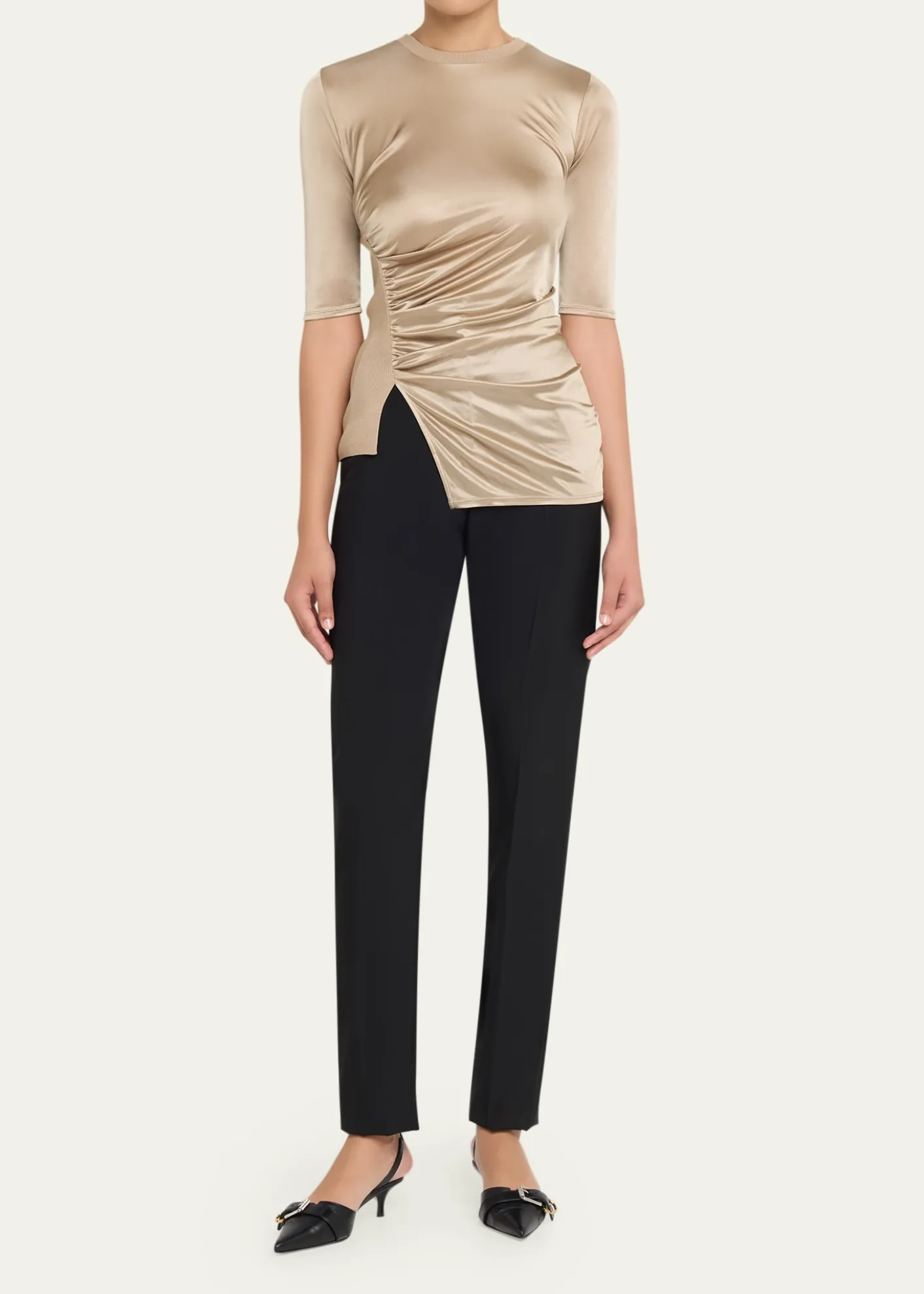 Giorgio ArmaniDraped Jersey Short-Sleeve Top