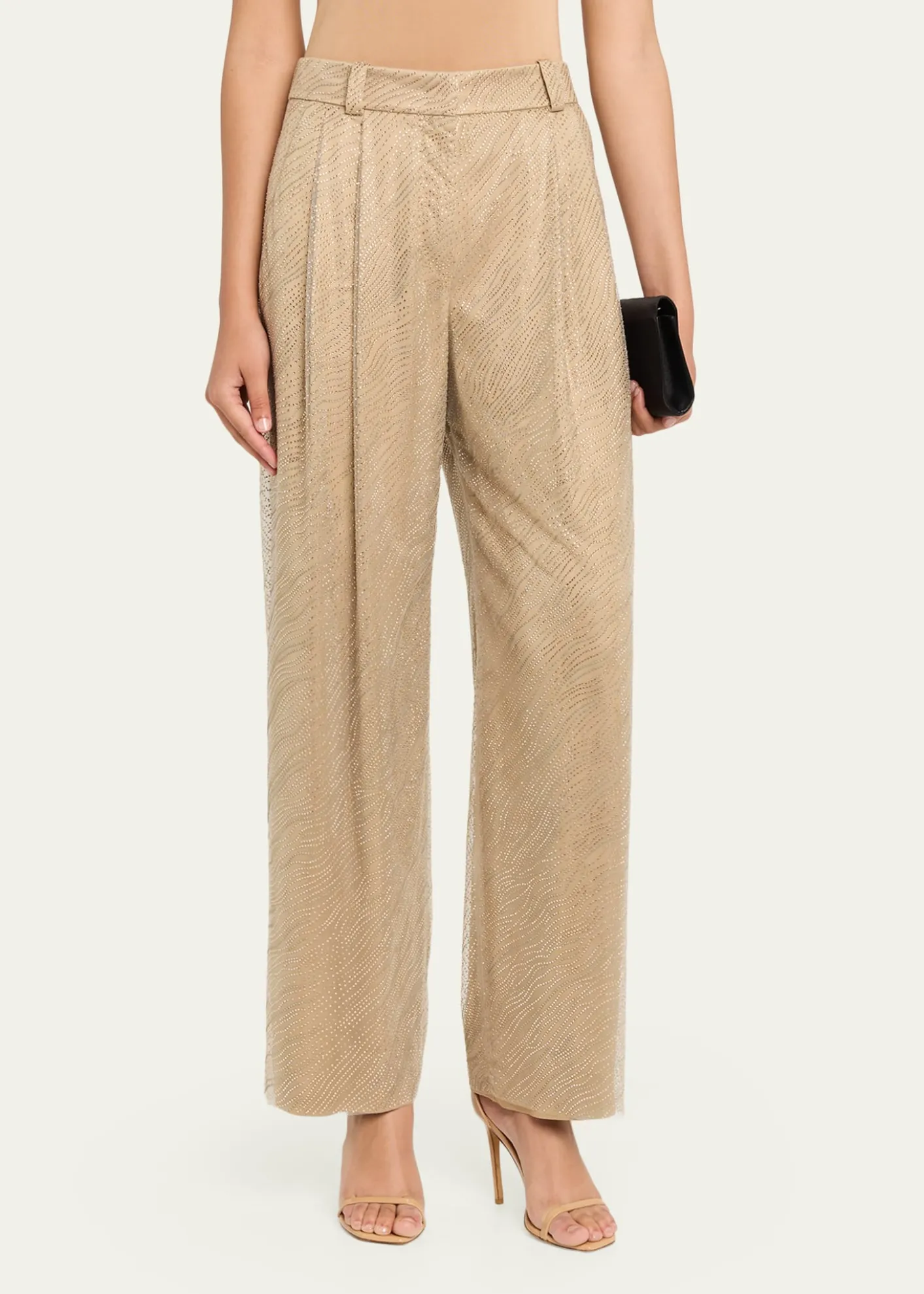 Giorgio ArmaniEmbellished Pleated Straight-Leg Pants