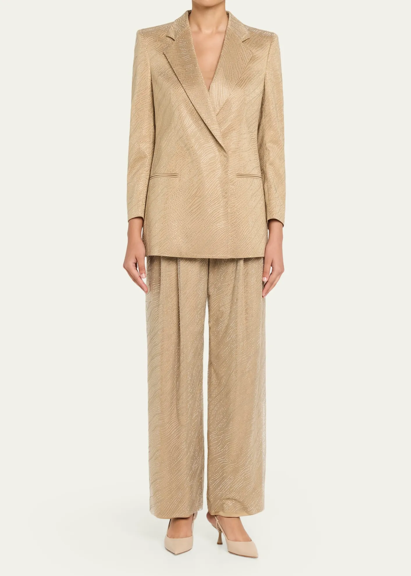 Giorgio ArmaniEmbellished Pleated Straight-Leg Pants