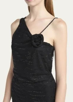 Giorgio ArmaniEmbellished Rose One-Shoulder Gown