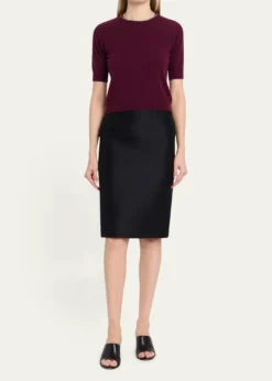 Giorgio ArmaniEmbellished Short-Sleeve Cashmere Crewneck Sweater