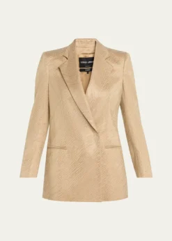 Giorgio ArmaniEmbellished Satin Double-Breasted Jacket