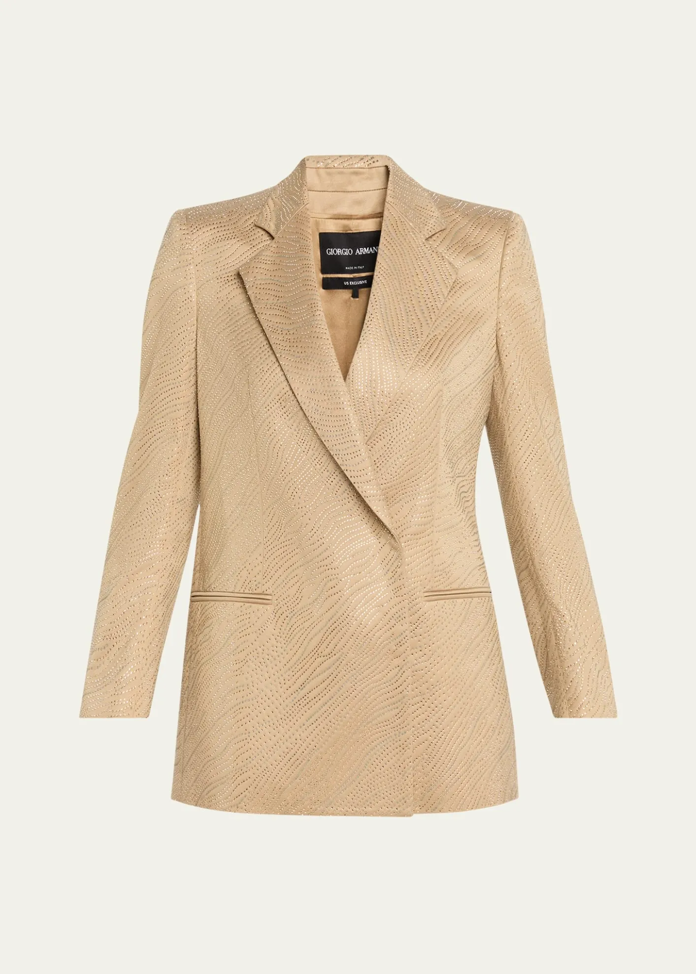 Giorgio ArmaniEmbellished Satin Double-Breasted Jacket