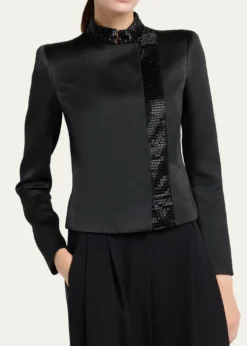 Giorgio ArmaniEmbroidered Silk Single-Breasted Jacket