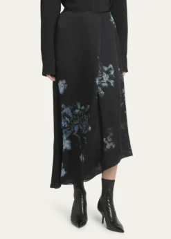Giorgio ArmaniFloral Print Silk Wrap-Effect Midi Skirt