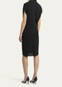 Giorgio ArmaniGathered Leather Buckle Silk Dress