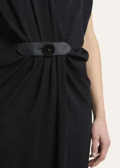 Giorgio ArmaniGathered Leather Buckle Silk Dress