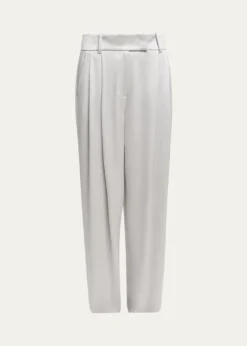 Giorgio ArmaniHammered Satin Pleated Straight-Leg Trousers