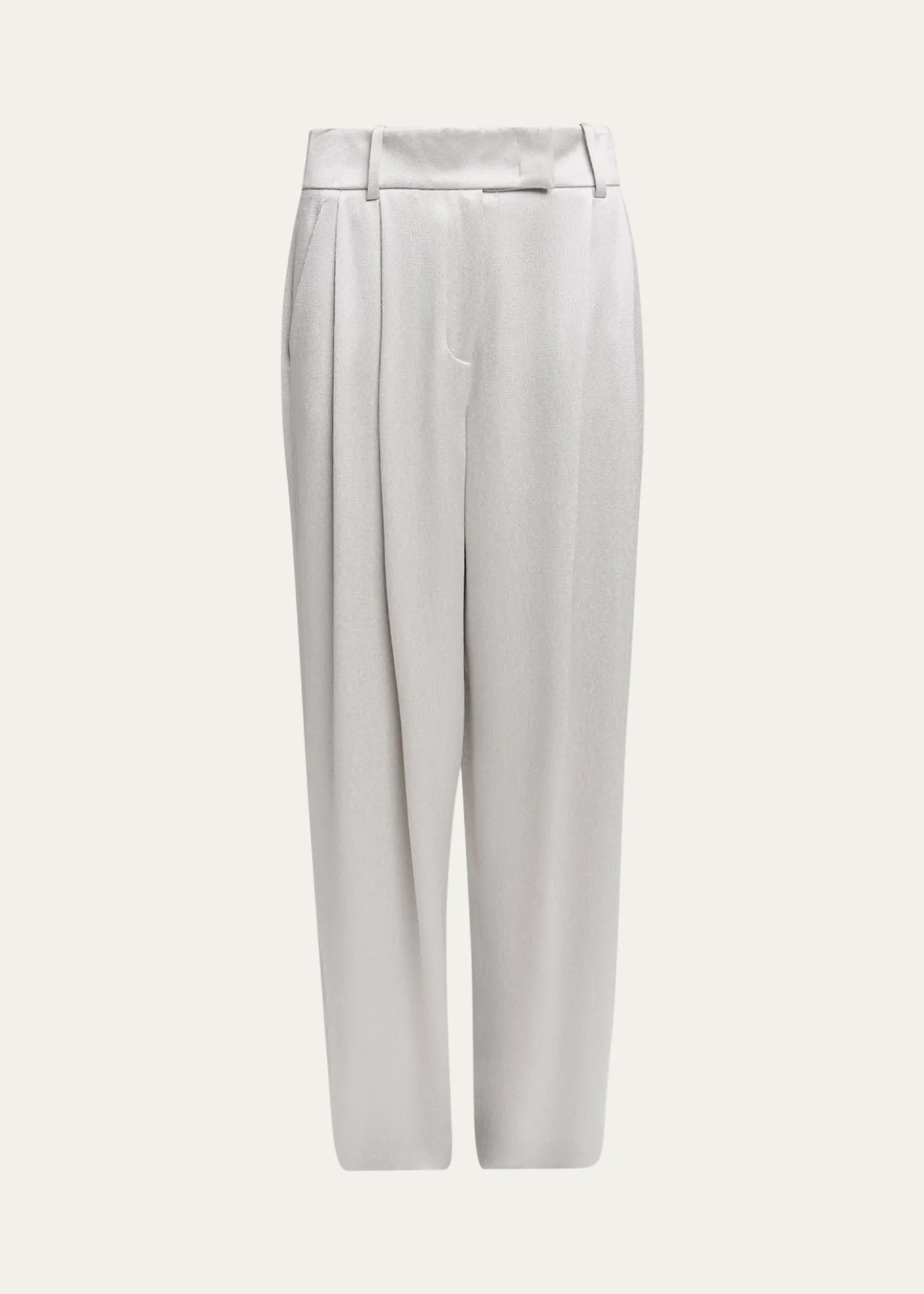Giorgio ArmaniHammered Satin Pleated Straight-Leg Trousers