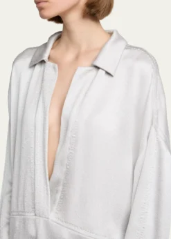 Giorgio ArmaniHammered Satin Plunging Collared Shirt