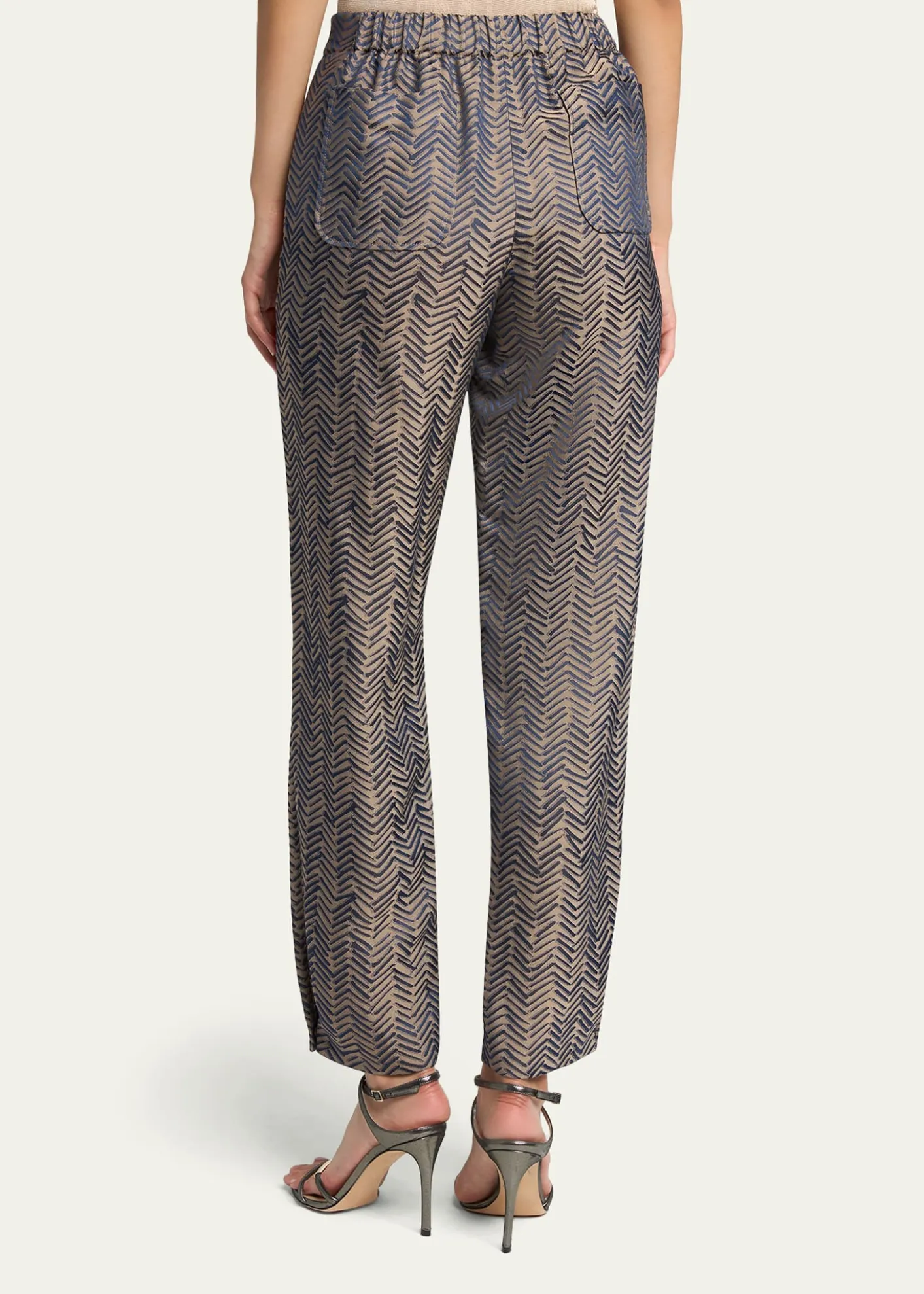 Giorgio ArmaniHerringbone Jacquard Straight-Leg Ankle Trousers