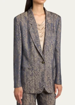 Giorgio ArmaniHerringbone Jacquard Single-Breasted Jacket