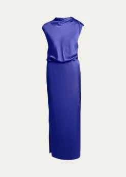Giorgio ArmaniHigh-Neck Double Silk Satin Gown