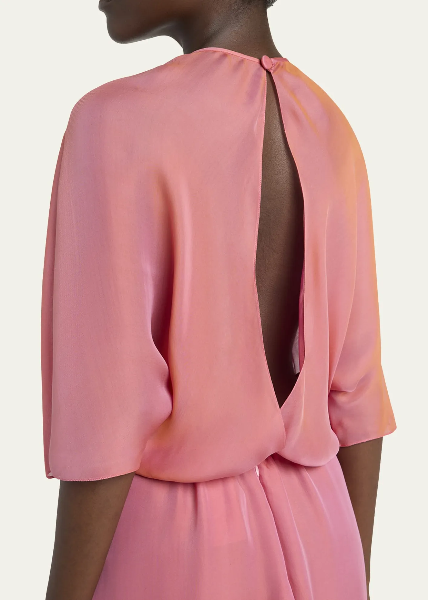 Giorgio ArmaniIridescent Chiffon 3/4-Sleeve Midi Dress