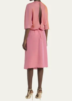 Giorgio ArmaniIridescent Chiffon 3/4-Sleeve Midi Dress