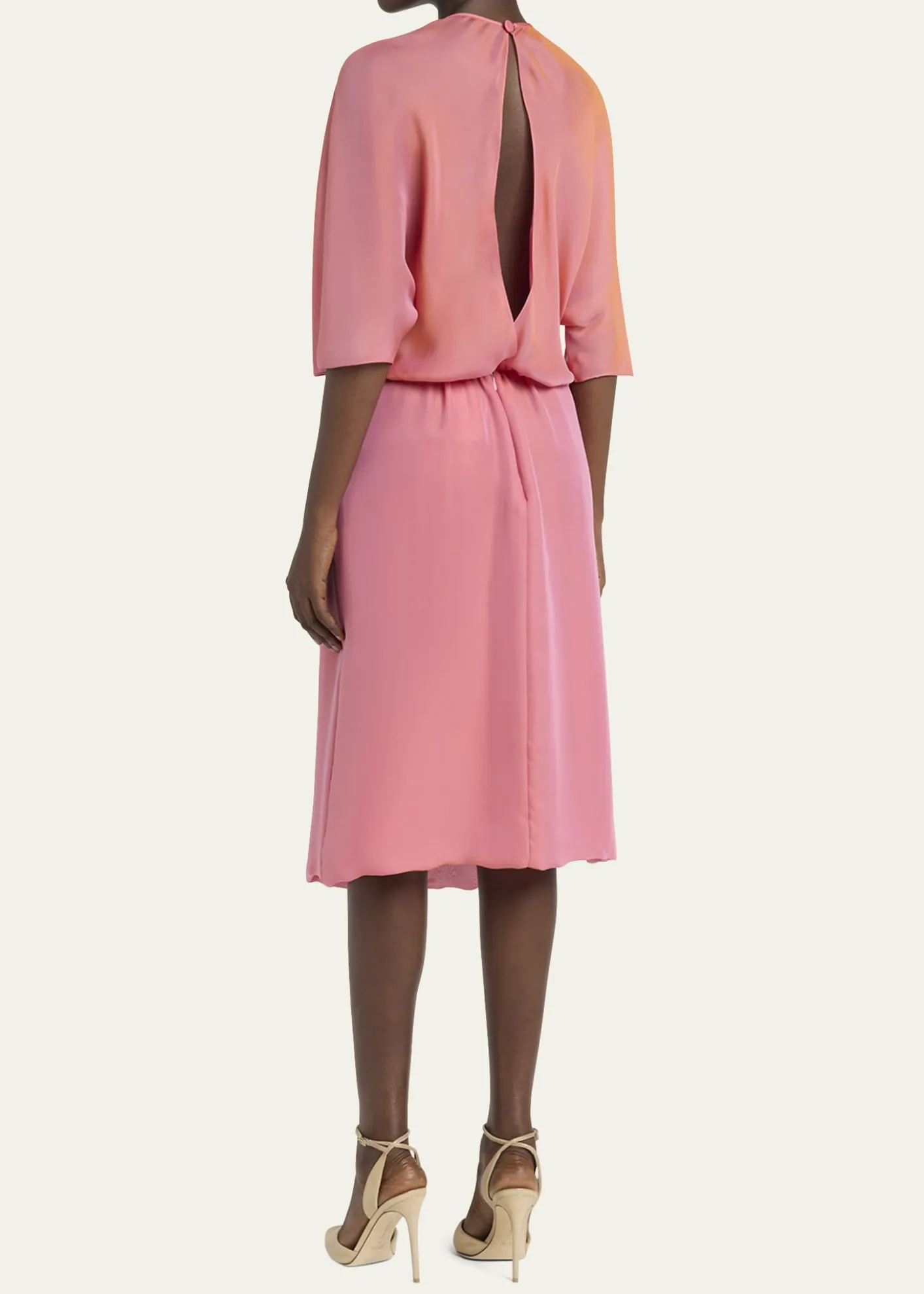 Giorgio ArmaniIridescent Chiffon 3/4-Sleeve Midi Dress