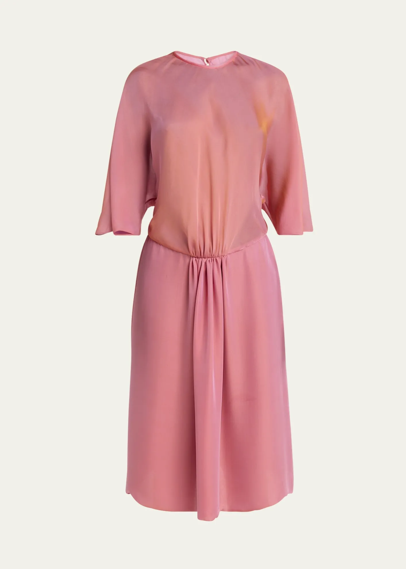 Giorgio ArmaniIridescent Chiffon 3/4-Sleeve Midi Dress