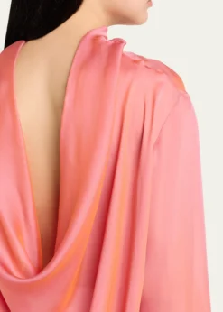 Giorgio ArmaniIridescent Chiffon Cowl Backless Tunic